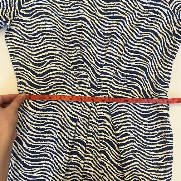 J.McLaughlin Catalina Cloth Mia Sheath Dress Medium Blue White Zebra Office Work - Picture 11 of 12